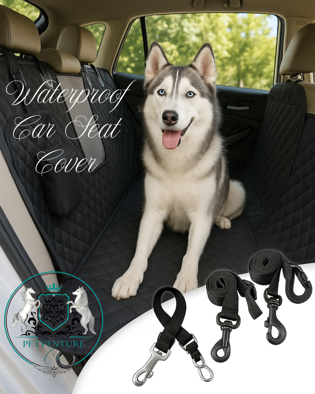 Waterproof Dog Car Seat Cover - Mesh Window + Bonus Seat Belt