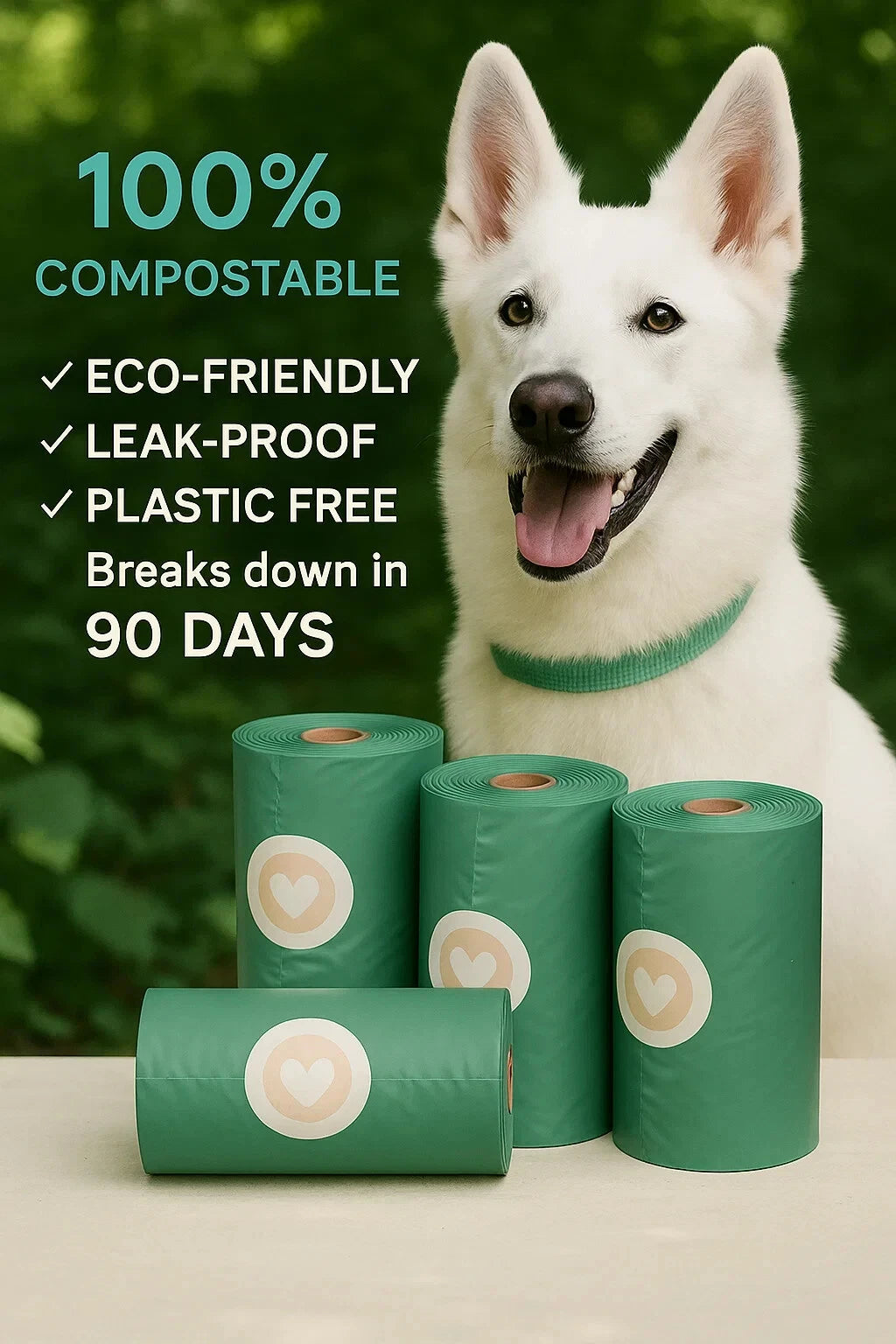 Eco-Friendly Dog Poop Bags 300 Count – 100% Compostable, Plastic-Free, Biodegrad