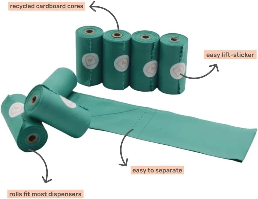 Eco-Friendly Dog Poop Bags 300 Count – 100% Compostable, Plastic-Free, Biodegrad
