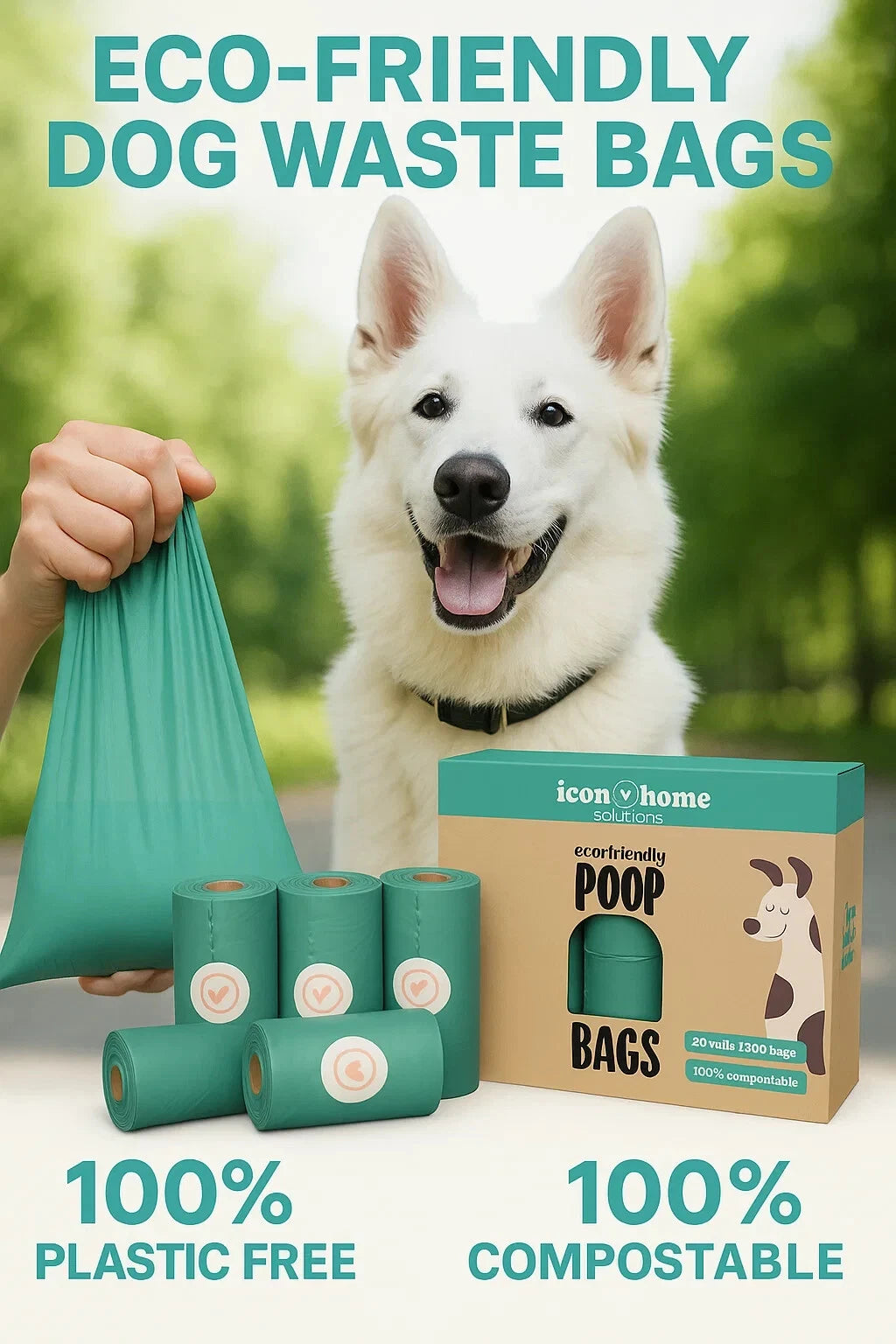 Eco-Friendly Dog Poop Bags 300 Count – 100% Compostable, Plastic-Free, Biodegrad
