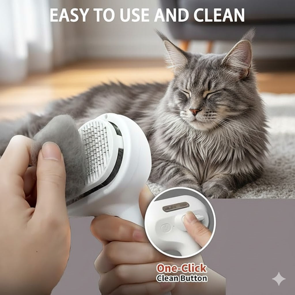 The AquaGroom 3-in-1 Steamy Pet Brush Anti-Static Cat Dog Grooming Tool