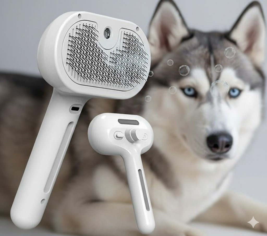 The AquaGroom 3-in-1 Steamy Pet Brush Anti-Static Cat Dog Grooming Tool