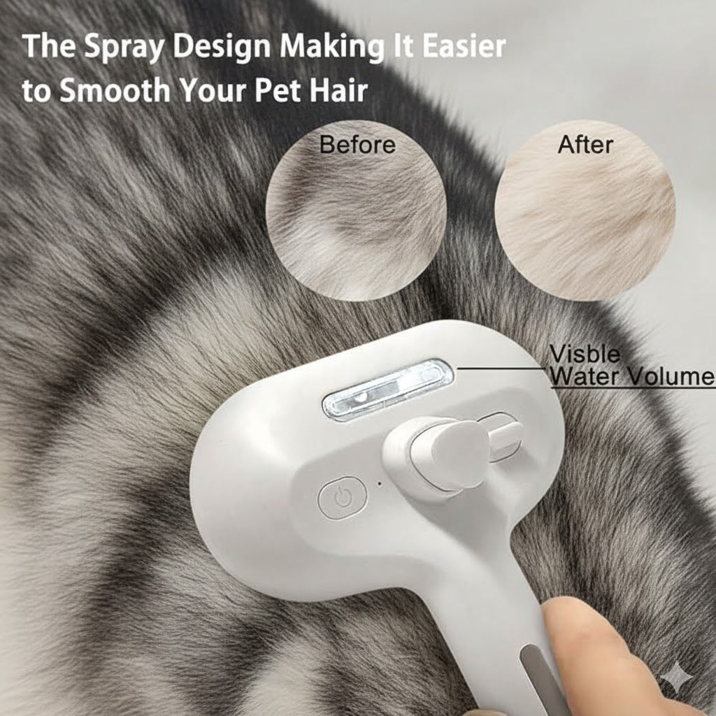 The AquaGroom 3-in-1 Steamy Pet Brush Anti-Static Cat Dog Grooming Tool